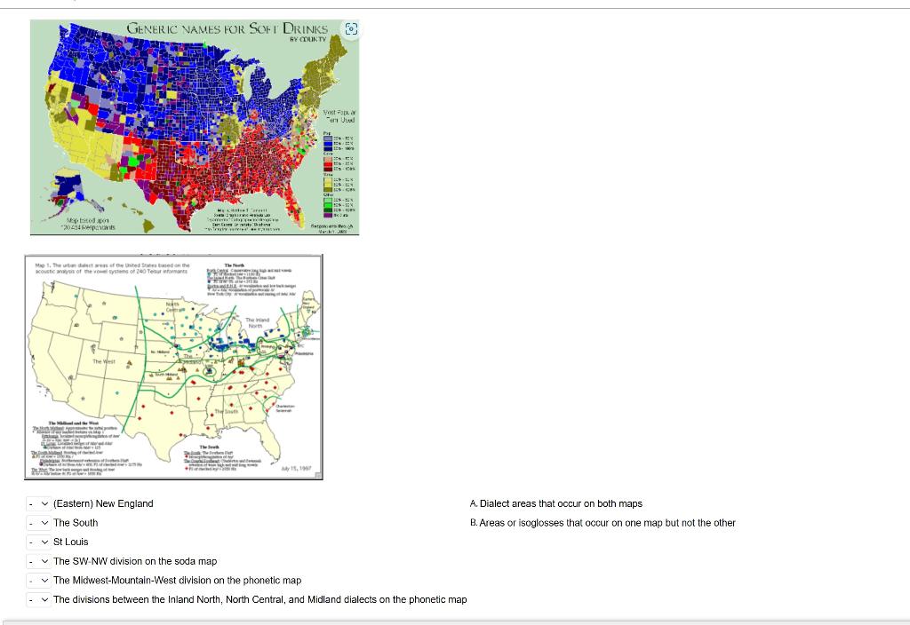 (Eastern) New England A. Dialect areas that occur on | Chegg.com