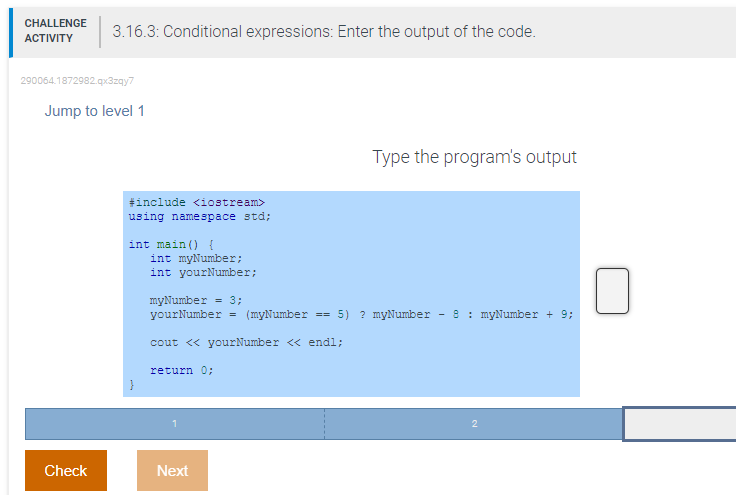 Solved CHALLENGE ACTIVITY 3.16.3: Conditional expressions: | Chegg.com
