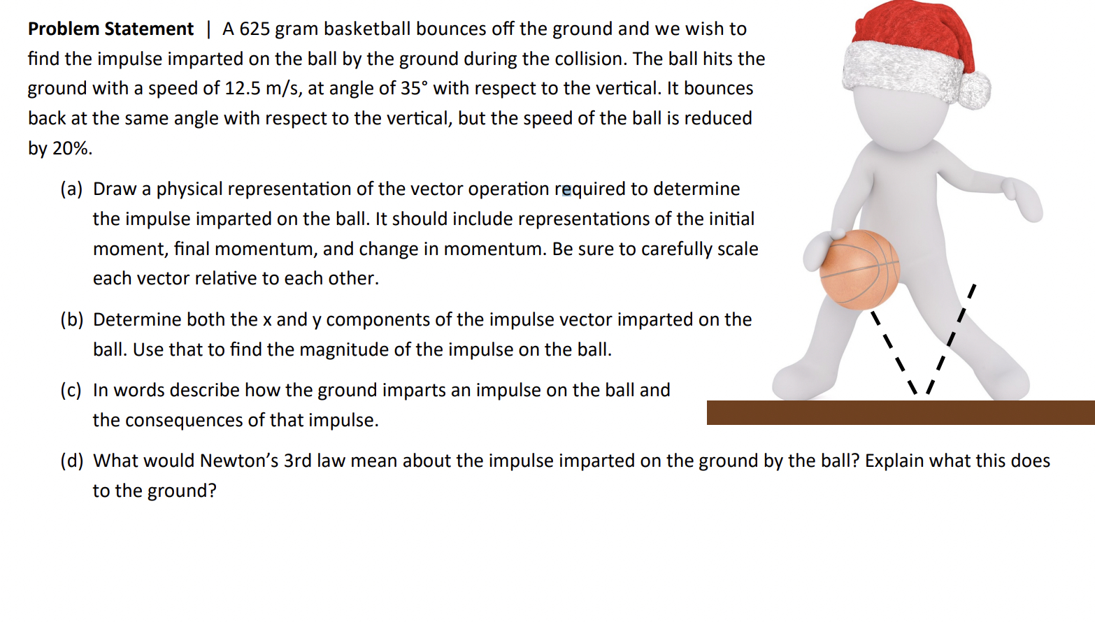 Solved Problem Statement | A 625 gram basketball bounces off | Chegg.com