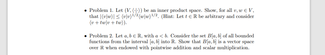 Solved • Problem 1. Let (V, (1->) be an inner product space. | Chegg.com