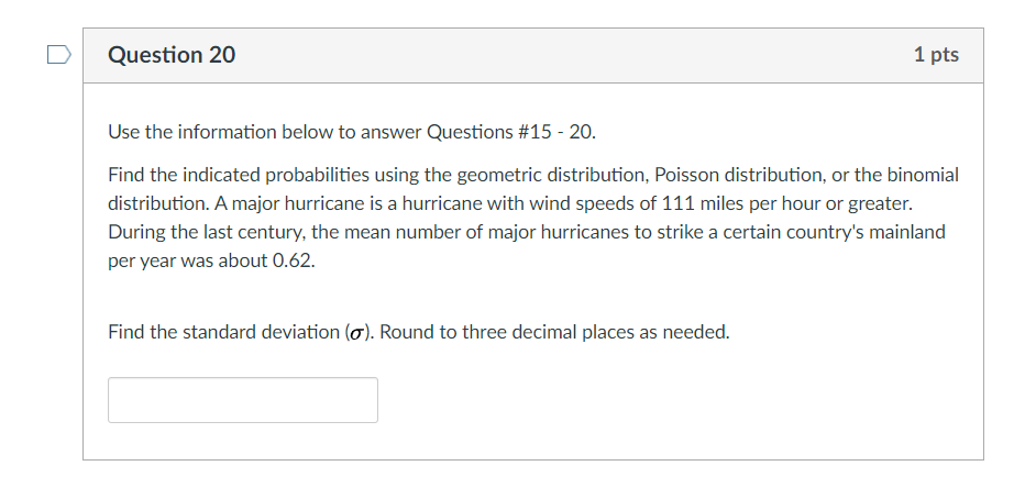 Solved Question 15 1 pts Use the information below to answer | Chegg.com