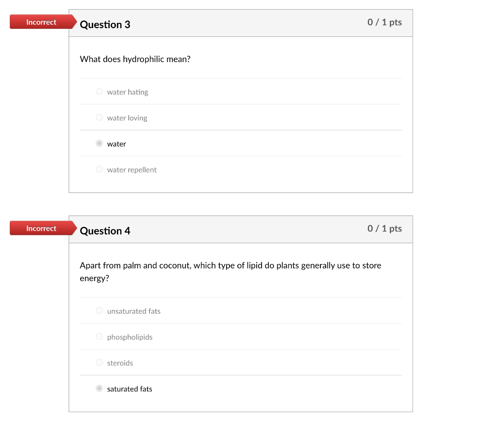 Solved What does hydrophilic mean? water hating water loving