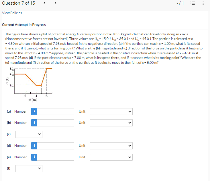 Solved The figure here shows a plot of potential energy U | Chegg.com