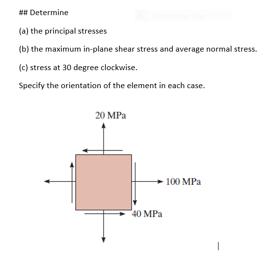 Solved ## Determine (a) The Principal Stresses (b) The | Chegg.com