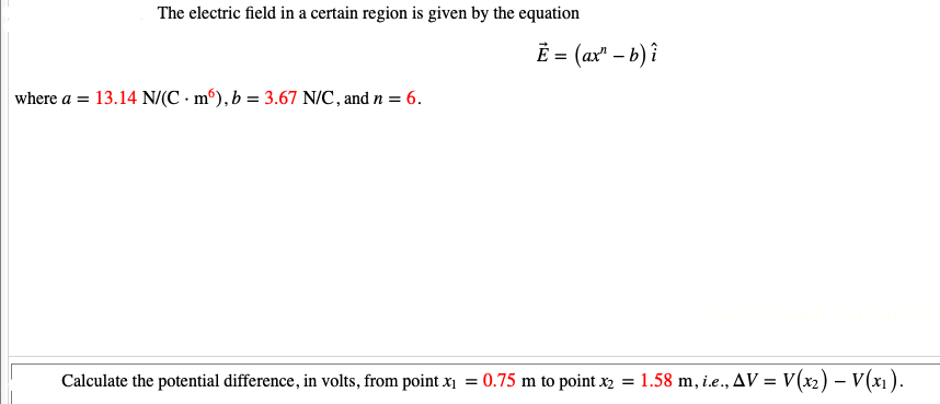 Solved The electric field in a certain region is given by | Chegg.com