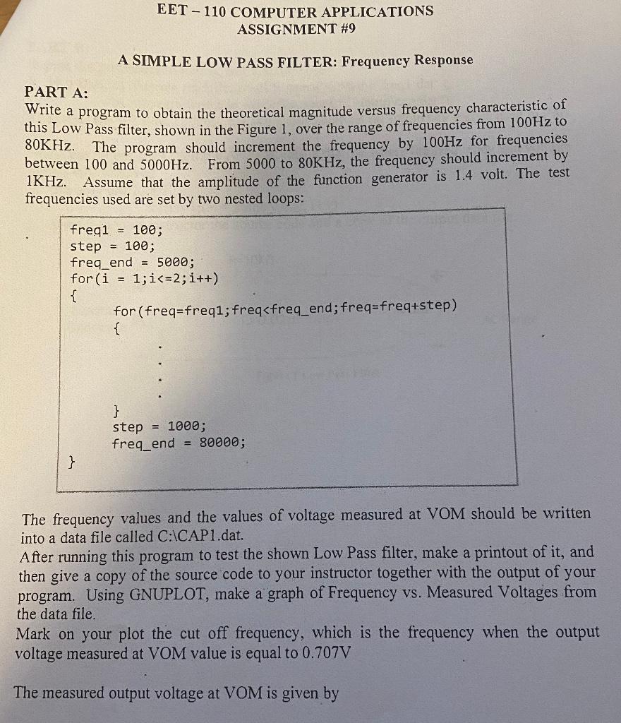 Solved EET-110 COMPUTER APPLICATIONS ASSIGNMENT #9 A SIMPLE | Chegg.com