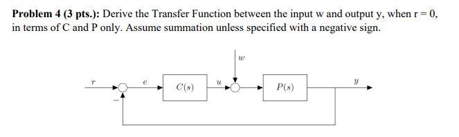 Solved Problem 4 (3 pts.): Derive the Transfer Function | Chegg.com