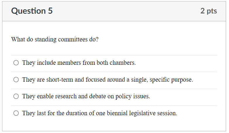 Solved What do standing committees do? They include members | Chegg.com