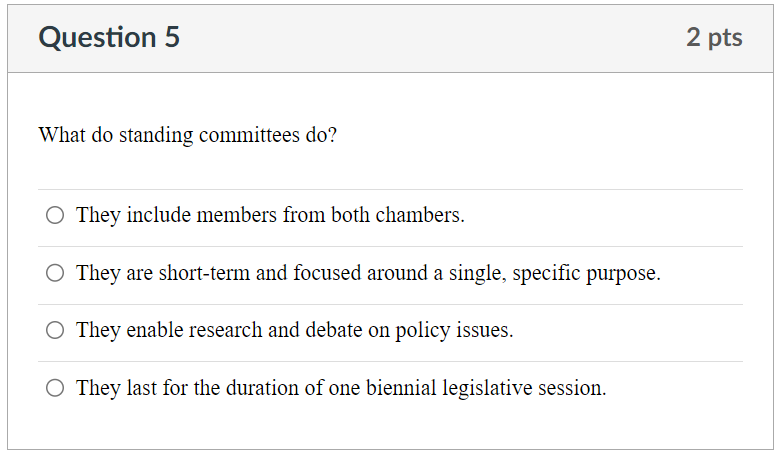 Solved What Do Standing Committees Do? They Include Members | Chegg.com