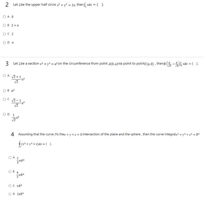 Solved 2 Let Ibe the upper half circle ** + y2 = 2x thenſ, | Chegg.com