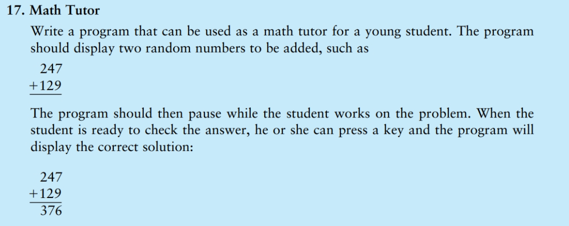 Solved 17. Math Tutor Write a program that can be used as a | Chegg.com