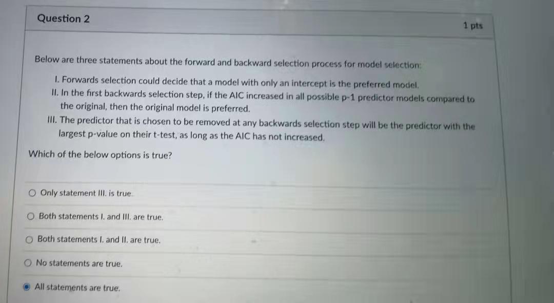 Solved Question 2 1 Pts Below Are Three Statements About The | Chegg.com