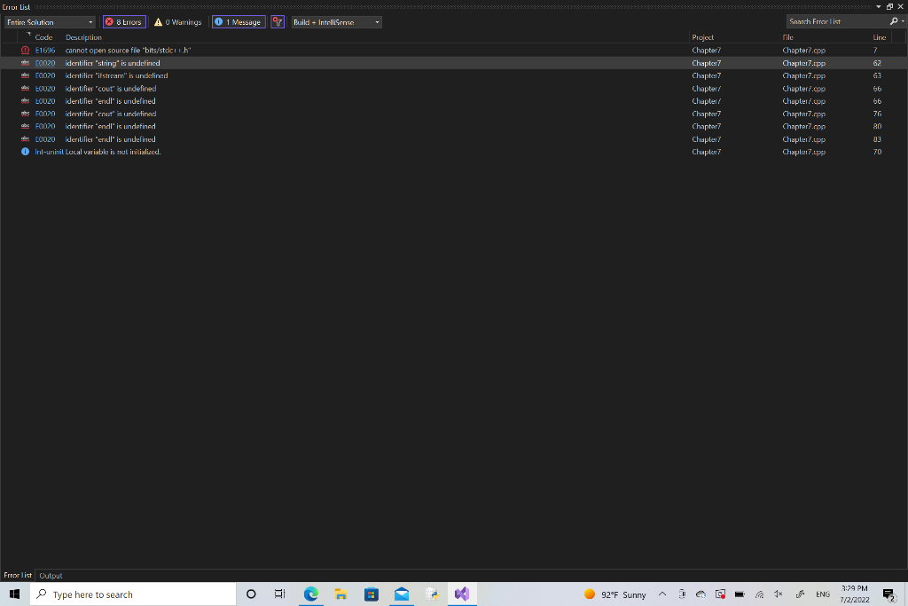 [rror List **************
Entire Solution
x 8 Errors ? 0 Warnings
Code Description
?E1696 cannot open source fille bits/stcc
