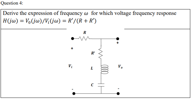 Solved Question 4 Derive The Expression Of Frequency W F Chegg Com