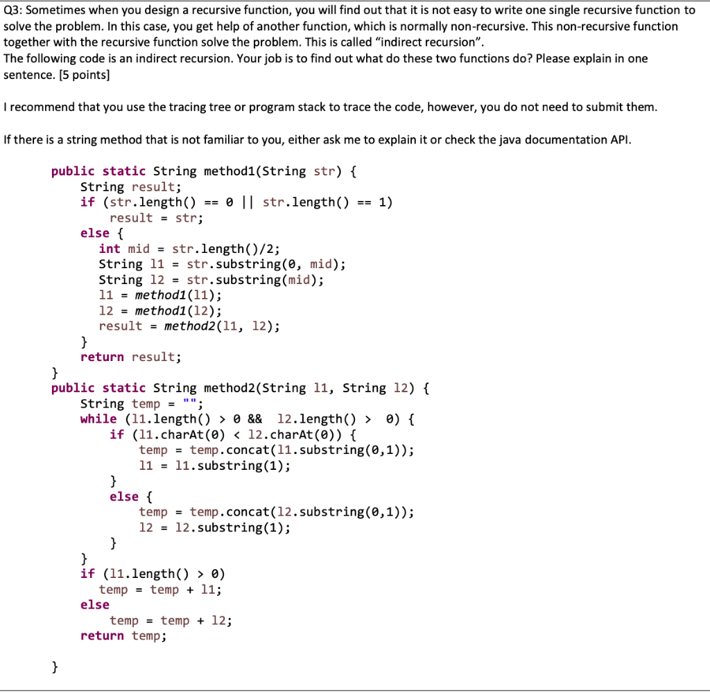 Solved Q3: Sometimes when you design a recursive function, | Chegg.com