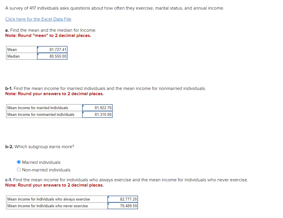 A survey of 417 individuals asks questions about how