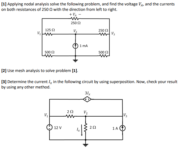 Solved [1] Applying nodal analysis solve the following | Chegg.com