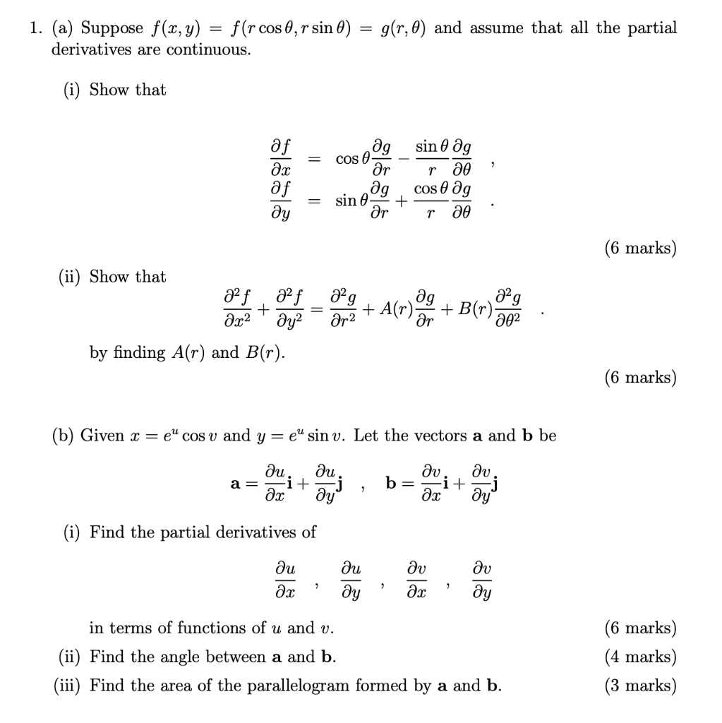 Solved 1 A Suppose F X Y F R Cos 0 R Sin O Deriv Chegg Com