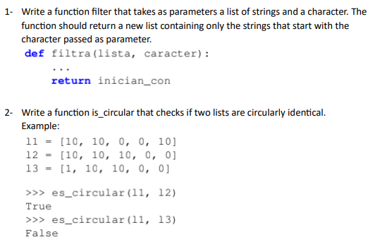 Solved 1- Write a function filter that takes as parameters a | Chegg.com