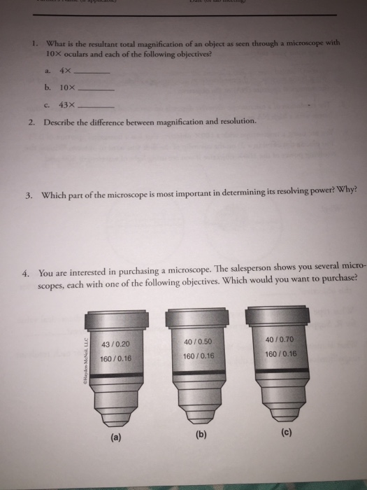 Solved 1. What is the resultant total magnification of an | Chegg.com