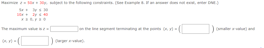 Solved Maximize z=50x+30y, subject to the following | Chegg.com