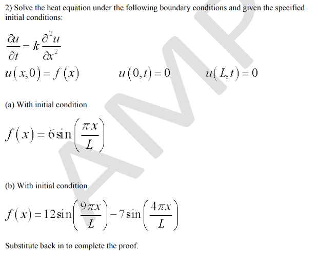 Solved 2) Solve the heat equation under the following | Chegg.com