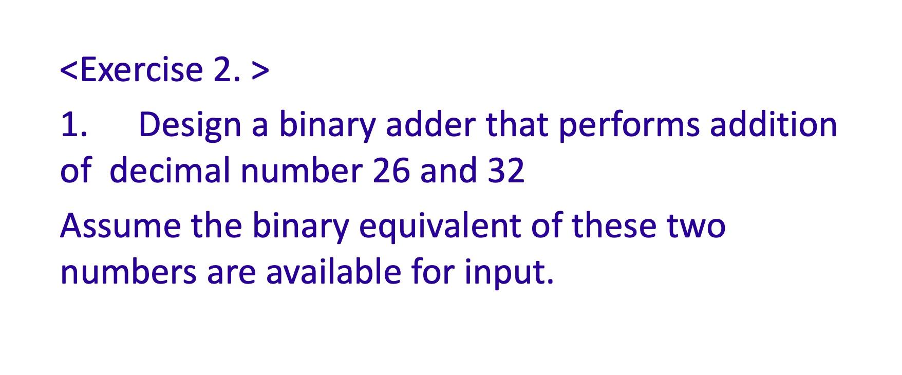 Solved 1. Design A Binary Adder That | Chegg.com