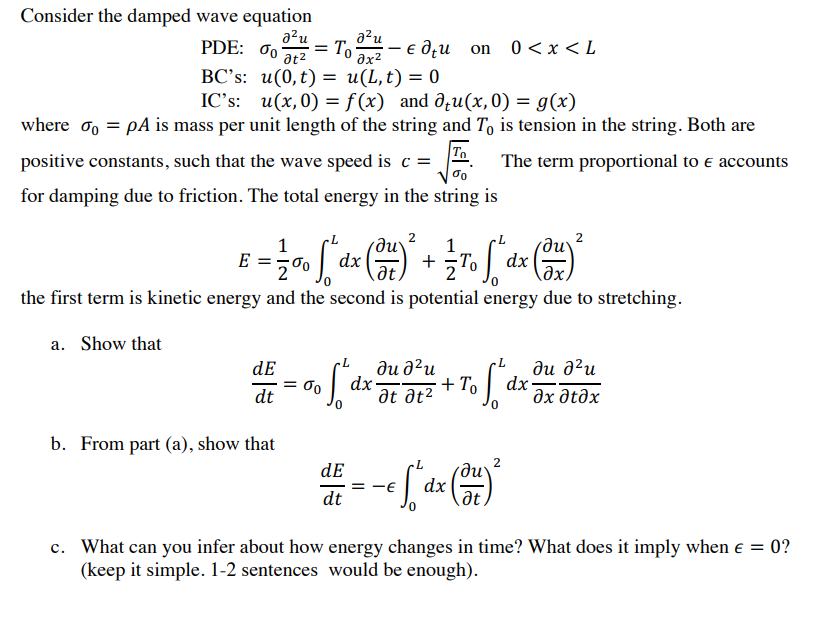 Consider the damped wave equation PDE: | Chegg.com