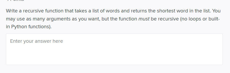 Solved Write a recursive function that takes a list of words | Chegg.com