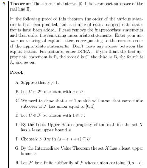 Solved Theorem The closed unit interval 0 1 is a compact