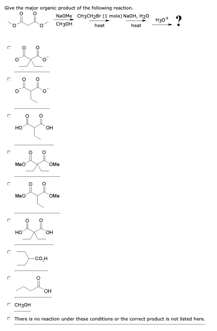 Solved Give the major organic product of the following | Chegg.com