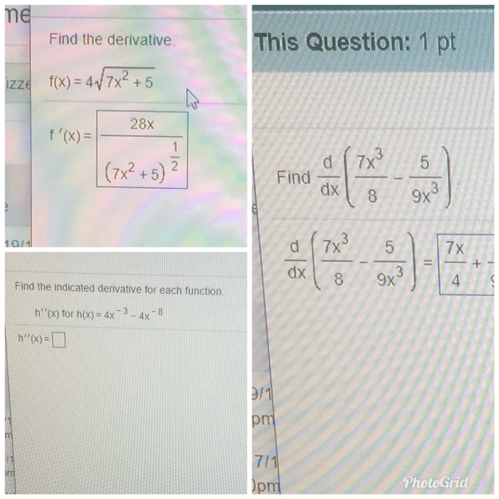 Solved me Find the derivative This Question: 1 pt izzd f(x) | Chegg.com