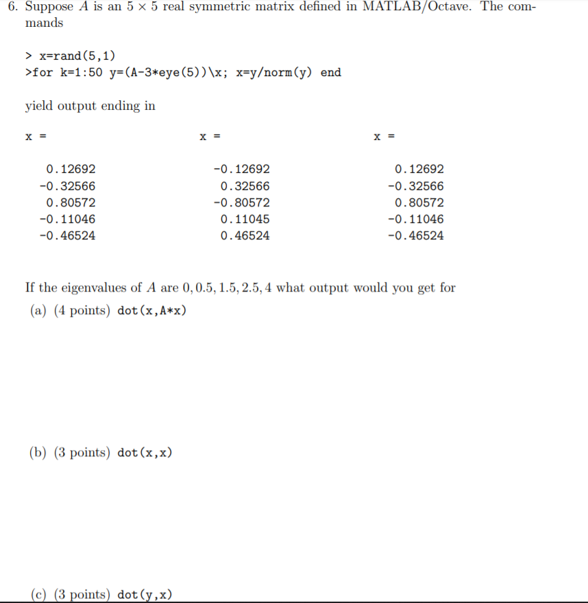 Solved 6. Suppose A is an 5 x 5 real symmetric matrix | Chegg.com