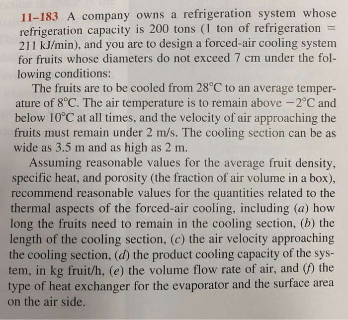 Solved 11183 A company owns a refrigeration system whose