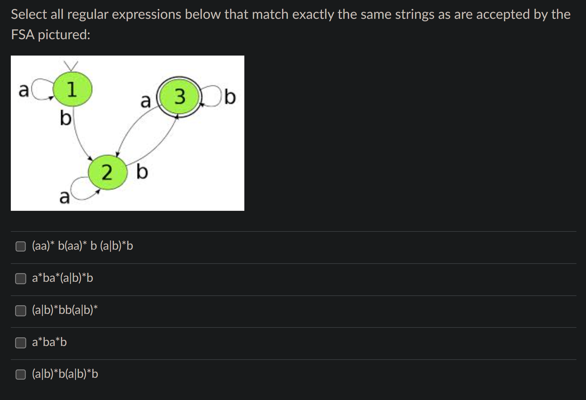 Solved Select all regular expressions below that match | Chegg.com