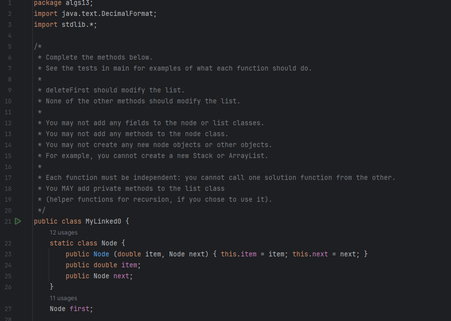 Solved * In Java complete the methods below.* All of these | Chegg.com