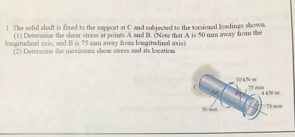 Solved 1. The solid shaft is fixed to the support at C and | Chegg.com