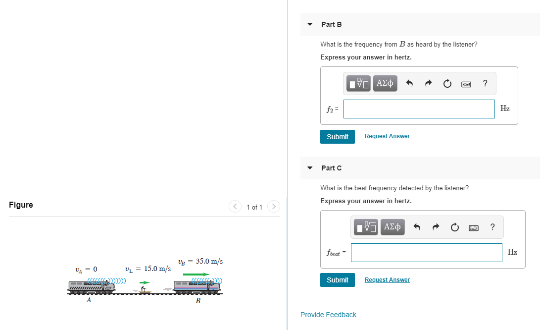 Solved Two Train Whistles, A And B, Each Have A Frequency Of | Chegg.com