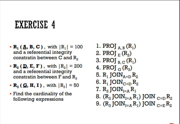 Solved EXERCISE4 1 . PROJ A, B (RI) 2. PROJE (R2) , Ri ( , | Chegg.com