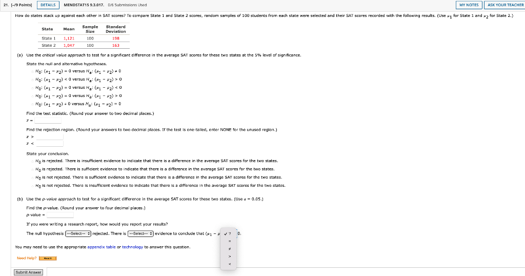 Solved State 14. [-/9 Points DETAILS MENDSTAT15 9.2.029, 0/6 | Chegg.com