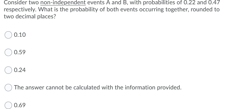 Solved Consider Two Non-independent Events A And B, With | Chegg.com