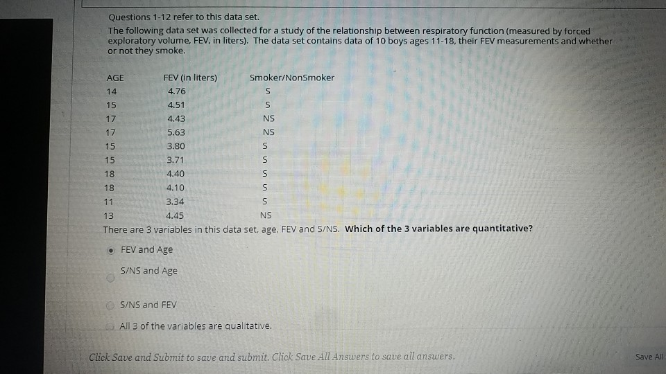 Solved Questions 1-12 refer to this data set. The following | Chegg.com
