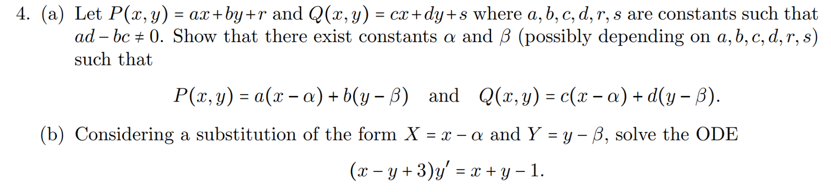 (a) Let P(x,y)=ax+by+r and Q(x,y)=cx+dy+s where | Chegg.com