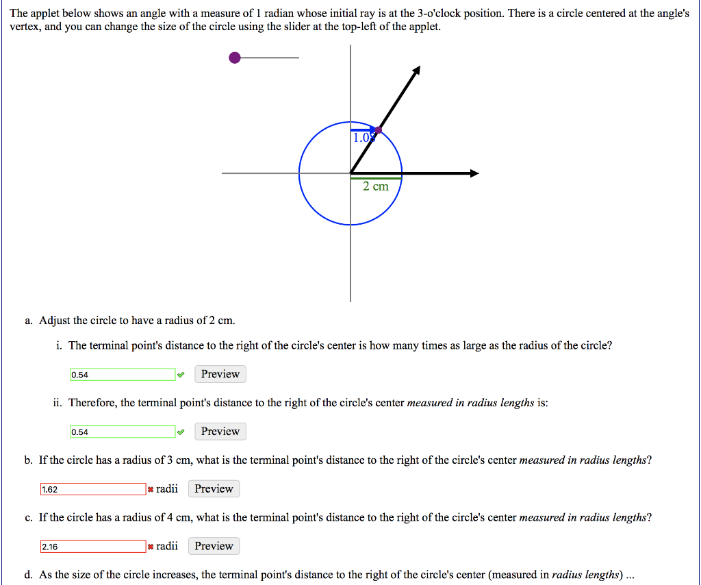 Solved The Applet Below Shows An Angle With A Measure Of Chegg Com