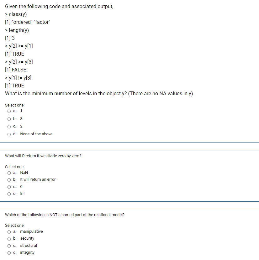 Solved Given the following code and associated output, > | Chegg.com