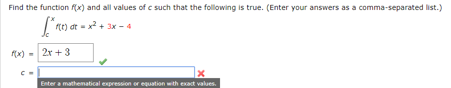 Solved Find the function f(x) and all values of c such that | Chegg.com