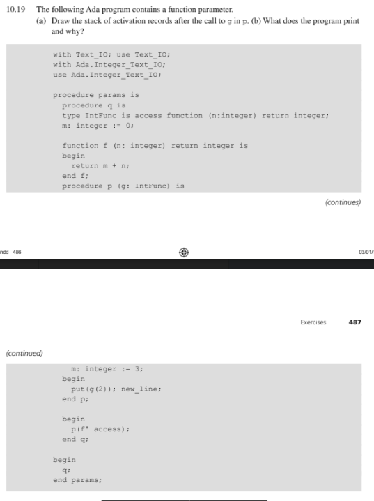 Solved 10,19 The following Ada program contains a function | Chegg.com