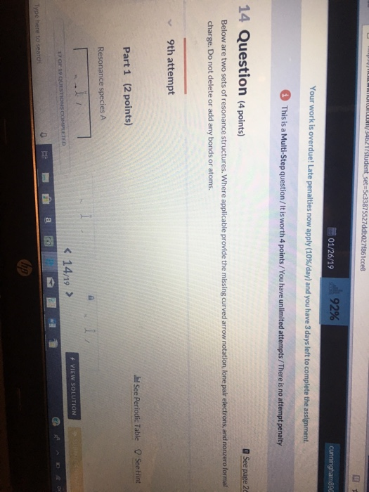 Solved 92% 01/26/19 Provide the missing curved arrow | Chegg.com