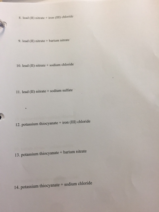 Solved Net lonic Equations 1. silver nitrate +lead (II)