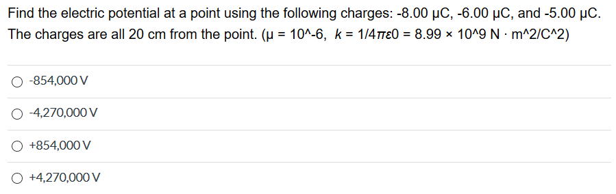 Solved Find the electric potential at a point using the | Chegg.com